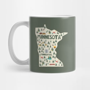 Minnesota State USA Illustrated Map Mug